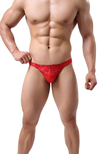 eywlwaar Mens Lace Thong Underwear Low Waist Panties Mesh G-String Briefs3