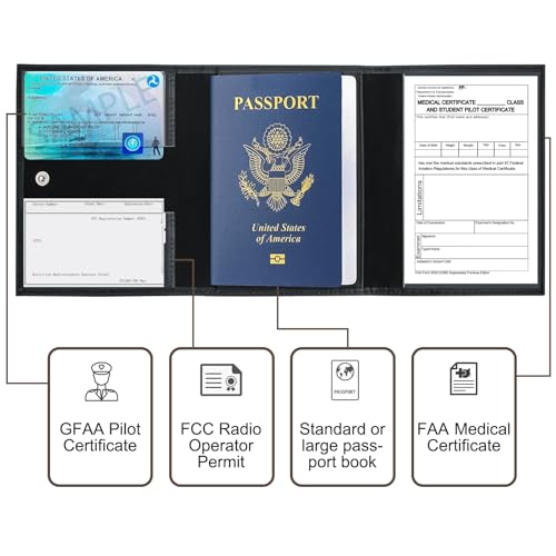 Pilot Wallet Passport Holder - Leather Pilot Passport Wallet Accessories Black (Black)2