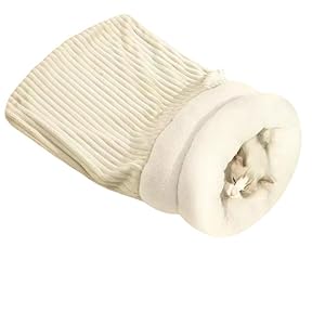 Cat Winter Sleeping Bag,Cat Sleeping Bag for Indoor Cats,Soft Plush Cat Sack Self Warm Cat Bed for Cats,360° Warm Semienclosed Cat Sleeping Bag Bed with Cave (Beige, Medium)