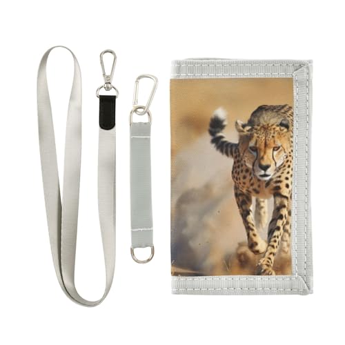 ALAZA Kids Wallets for Boys Girls Toddler Trifold Wallet Children Small Running Cheetah with Zipper Coin Pocket
