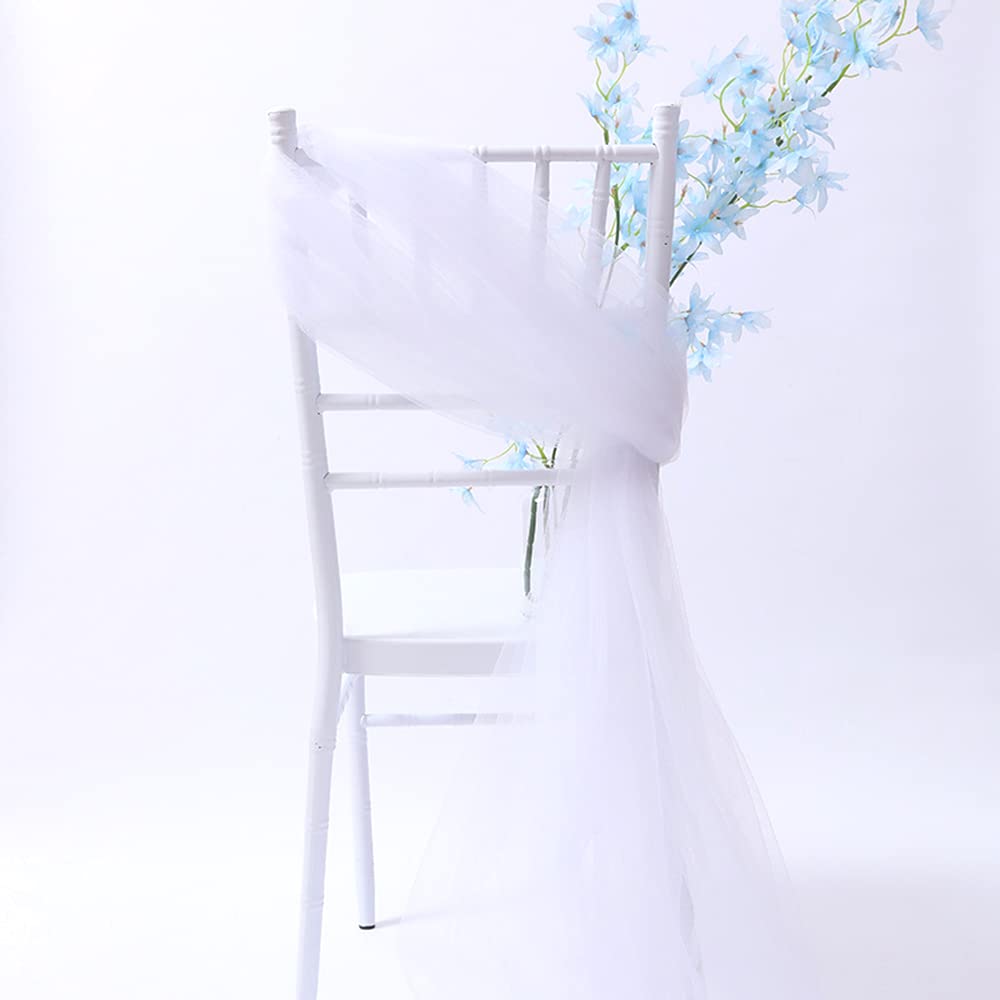 2 lazos de tul para silla, 150 x 200 cm, para decoración de sillas, bodas, Navidad, fiestas, ceremonias, color blanco