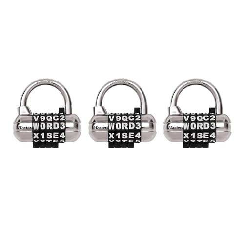 Master Lock Padlock Set Your Own Word Combination Lock 2-1/2 in. Wide Black 3 Pack 1534BLKEC3