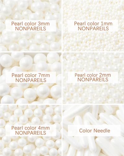 Image of Easter Sprinkles for Baking Edible Sugar Confetti, Nonpareils & Sugar Pearls - Easter Cake Decorations, Cookies, Cupcakes, Dessert Toppings (Spring Pastel Colors) (White)