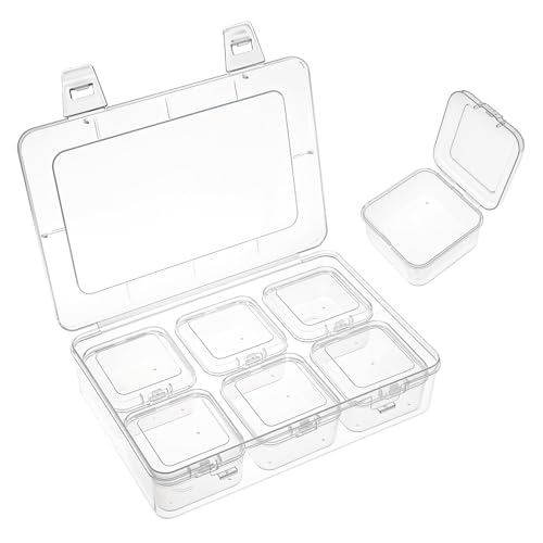 Image of Bead Organizers and Storage, 7 Pcs Clear Small Plastic Box Portable Bead Storage Containers with Lid Rectangular Jewelry Organizer Box for DIY Crafts, Necklace, Bracelet, Earring, Nails, Small Parts