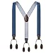 Price comparison product image YYKSYDPT Braces for Men Trousers Button End 35 MM Wide Y Shape Adjustable Brace Suspenders (Lake Blue), One Size