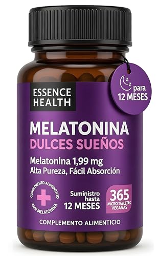 Melatonina Pura 1,9 mg Alta Absorción | 365 Comprimidos | Suplemento Natural | Pastillas para Dormir Profundo y Reparador | Ritmo Circadiano | Descanso y Sueño de Calidad