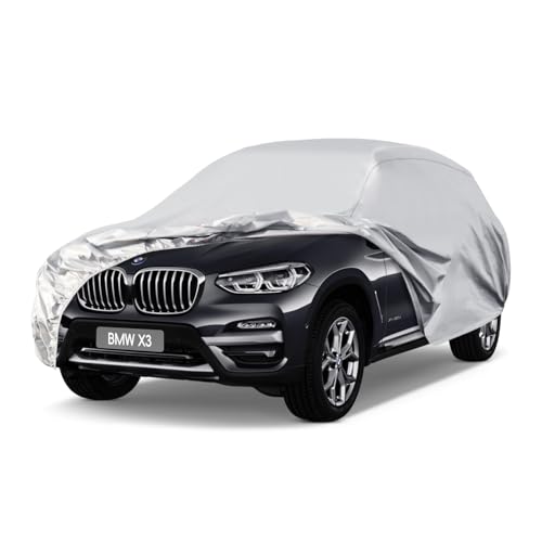 Waterproof Car Cover for BMW X3 (2011-2024), 5 Layers Compatible with BMW X3 All Weather, Snowproof Windproof Rain Ice Sun UV Protection silver Custom