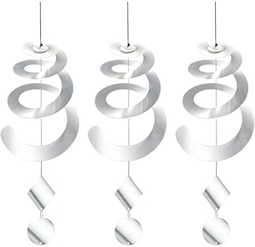 Chephon Bird Spiral Spinner Reflectors with Reflective Scare Discs - Decorative Bird Scare Device to Keep Birds Away Like Woodpeckers, Pigeons and Geese - 3 Pack with Free Hooks