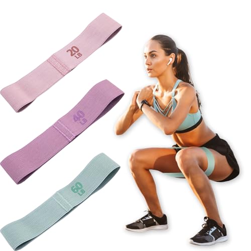 Bandas elásticas de resistencia para ejercicio para mujeres y hombres, 3 niveles de entrenamiento en casa, gimnasio, yoga, juego de bandas elásticas para piernas y pilates (3 niveles: 20+40+60 libras)