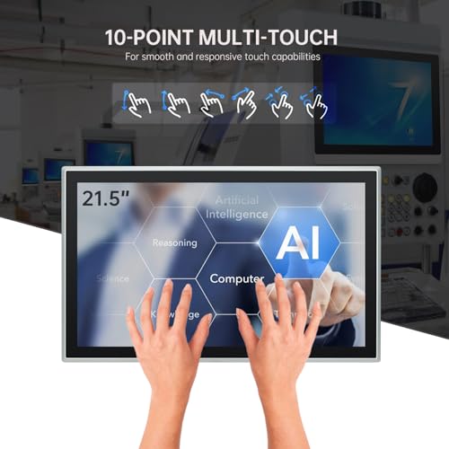 Image of 21.5-Inch Industrial Embedded Panel PC, Ratio 16:9 Multi-Touchscreen-Monitor,Industrial Touch Screen Panel Computer,WiFi & Built-in Speakers,IP65 Front,Win 11 I7 RAM 8G+512G SSD