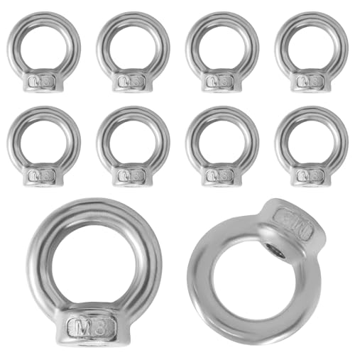 PHITUODA 10 Pcs M8 304 Stainless Steel Lifting Eye Nut, 5/16