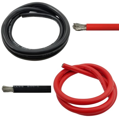 Câble de batterie voiture et solaire 2/0 AWG en cuivre pur souple 1.5m