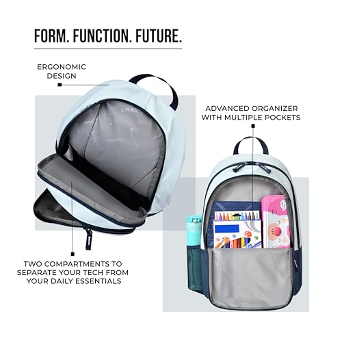 Image of Gear Eco 4 18 inch /19L Medium Water Resistant Daypack | Casual Backpack | Travel Backpack for Men /Women (Grey - Blue)