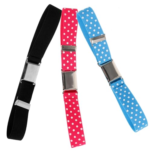 Beaupretty 3pcs Adjustable Elastic Boys and Girls Belts for Boys and Girls Stretchy Waist Belts Red Blue and Black for Jeans Pants and Dresses