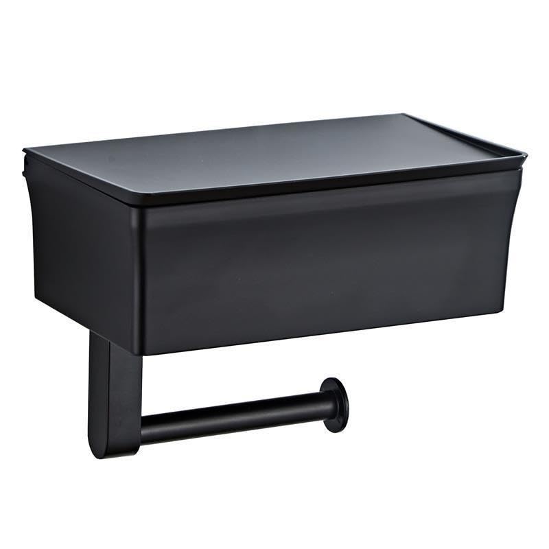Caja de soporte de papel higiénico con estante, dispensador de almacenamiento de montaje en pared para toallitas desechables, juego de soporte cuadrado para pañuelos de papel, diseño funcional 2 en 1