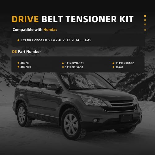 Image of Belt Tensioner Serpentine Belt Idler Pulley Kit Fit for Honda CR-V 2012-2014 L4 2.4L - GAS, OE#38278, 38278M, 36769