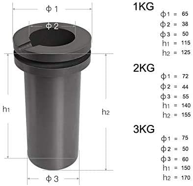 Miniatura 4 de Crisol de grafito, 2.2 lbs4.4 lbs6.6 lbs Crisol de grafito de alta pureza, oro fundido, plata, cobre, molde de fundición de horno Herramientas de