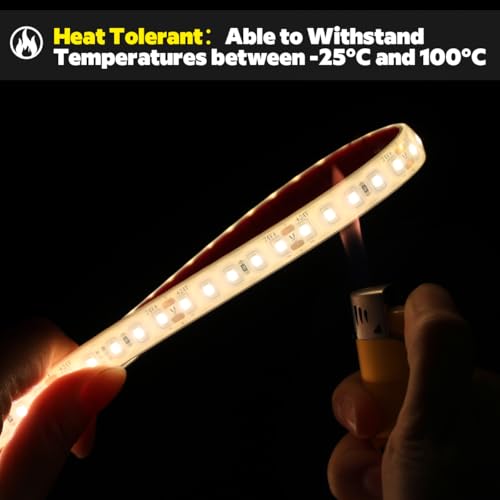 Image of SuperlightingLED 24V 2700K Warm White Sauna Lights High Temperature LED Strip IP68 Waterproof, 5m /16.4ft 600 LEDs Flex Cuttable Rope Lights for Sauna, Bathroom, and Shower Niche (2700K Warm White)