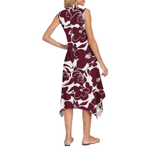 Image of AUSELILY Summer Dresses for Women 2026 Casual Sleeveless Sundress Asymmetrical Hem Tank Midi Dress with Pockets