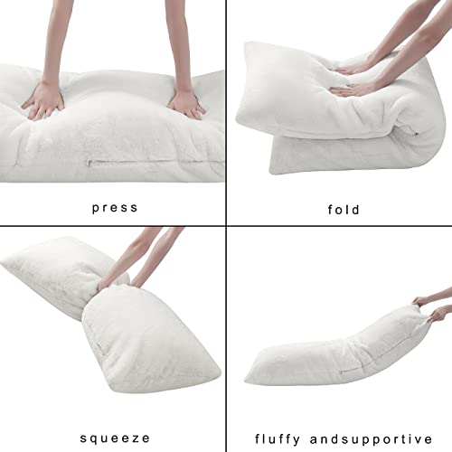 Linmopm Full Body Pillow For Side Sleeper，20 X 54 Long Pillow For Adults With Soft Elastic Velvet Pillow Insert & Super Soft Plush Faux Fur Removable Cover (White) #TOP2
