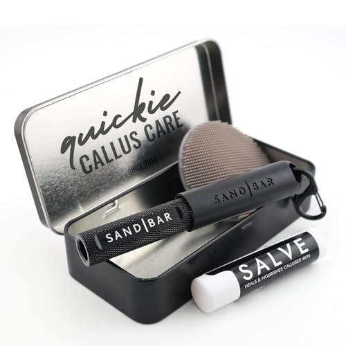 SandBar Callus Removal, Hand Callus Remover Salve Balm Stick for Working Hands, Lightweight Dead Skin Remover Tool Grit Surface, Knurled Handle, Magnetic Cap Hand File 4' - Black