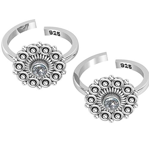 jsaj 925 STERLING SILVER CHUTKI BICHHIYA STONE TOERING TOE RINGS FOR WOMENS-picture-21