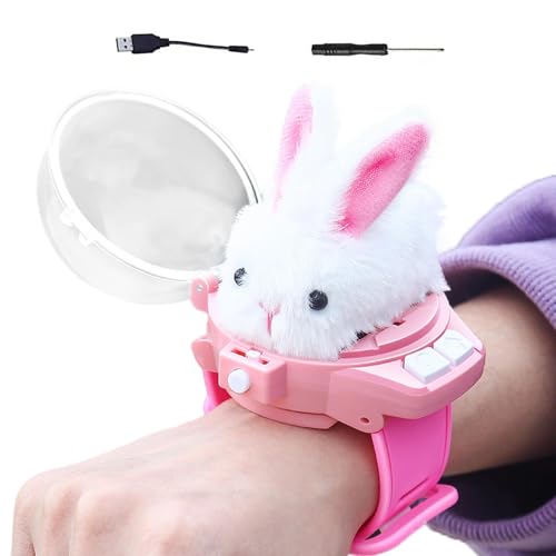 Coche RC controlado por reloj: mini juguete eléctrico, vehículo de 2,4 GHz, diseño de conejito de peluche, modelo de carreras portátil con cuerpo desmontable | Coches de carreras portátiles para juego