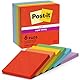 Post-it Super Sticky Notes Playful Collection, 6 Blöcken, 90 Blatt pro Block, 76 mm x 76 mm, Rot, Orange, Gelb, Grün, Blau, Violett - Extra-stark klebende Notizzettel für To-Do-Listen und Erinnerungen
