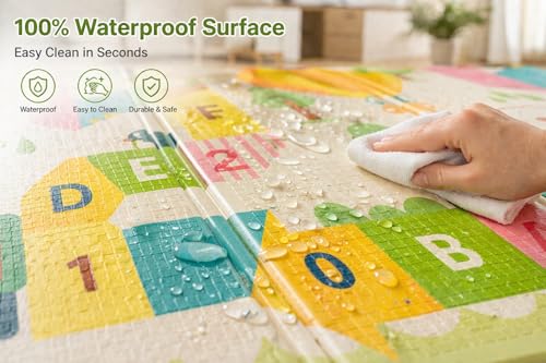 Image of WENGTY Extra Large Reversible Baby Play Mat, BPA Free Learning & Crawling Foldable Foam Mat (150X200 CM 8MM Thickness) (Alphabet)