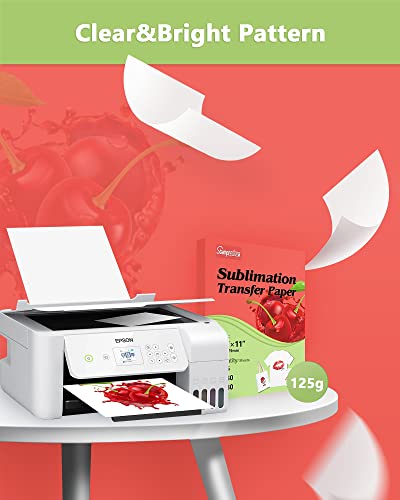 Sublimation Paper Heat Transfer Paper 8.5X11 Inch A4 130 Sheets For Any Epson Hp Canon Sawgrass Inkjet Printer With Sublimation Ink For Mug, T-Shirt,Light Fabric Diy 125Gsm #TOP3