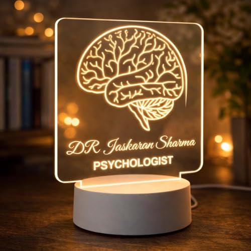 Image of Doctor Themed 3D Illusion LED Night Lamp - Personalized Medical Professional Name Lamp - Warm White USB Powered Acrylic Table Light - Gift for Doctors, Nurses, Healthcare Workers (Dr Lamp 4)