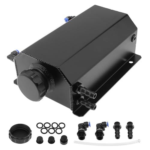 DriSentri Radiator Overflow Tank 2L Coolant Overflow Tank Universal Coolant Reservoir Tank Polished Aluminum Reservoir Expansion Tank Overflow Tank, Black