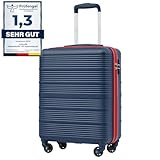 COOLIFE Maleta de cabina 55 x 35 x 20 cm para Ryanair Airgesellschaft Equipaje de mano equipaje de cabina Maleta rígida con candado TSA y 4 ruedas giratorias, azul / rojo, 55X40X20cm, Maleta de cabina