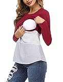 【Buena calidad】😃 Camisa lactancia mujer está hecha de 95% algodón y 5% elastano. Es cómoda de llevar, suave y agradable para la piel,dale y a su bebé el toque más cómodo.