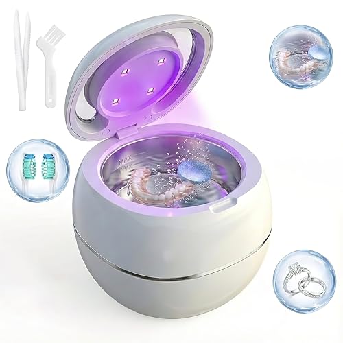 Nettoyeur à ultrasons 42 kHz blanc de 180 ml avec cuve en acier inoxydable 304