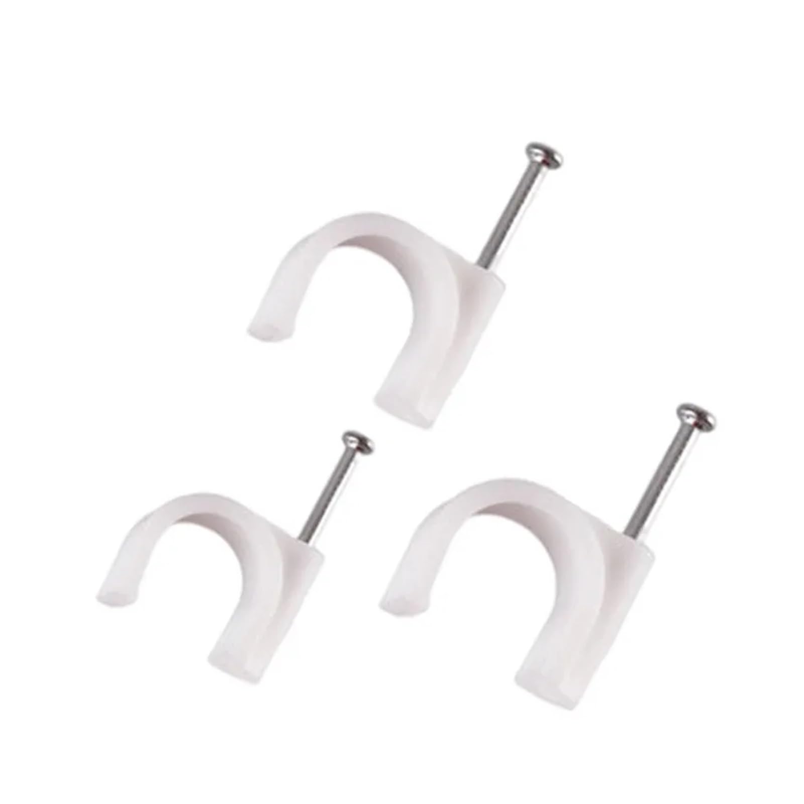 Eefpxwtz White Nailed Pipe Clamp， Round Cable Clips With Steel Nails, 4-12Mm, 100 Pcs(10Mm)