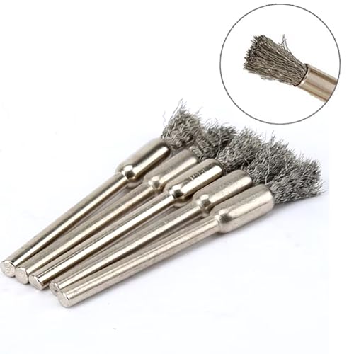 Image of 20PCS Stainless Steel Cleaning End Brushes Pen,1 /8″(3mm) x 1 /5″(5mm) Metal Rust Removal, Cleaning, and Polishing Rotary Tools