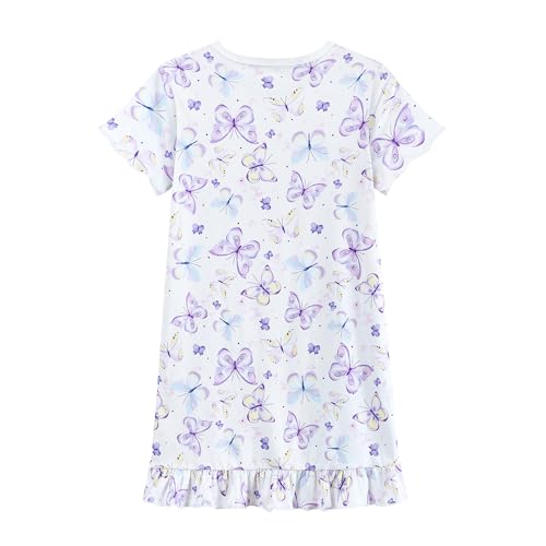Little Hand Girls Summer Nightgowns Butterfly Mermaid Cherry Nightdress for Kid Sleepwear Short Sleeve Sleepdress 2-10 Years3