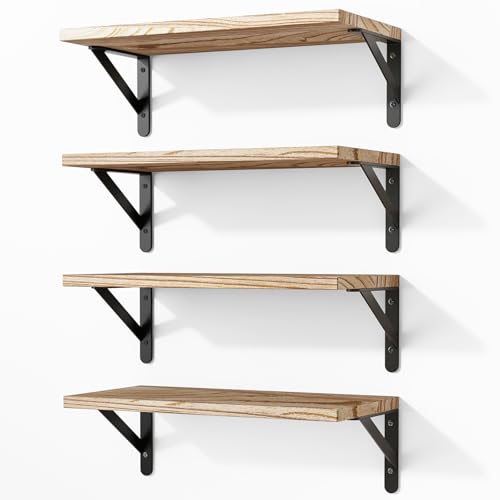 Fixwal Rustic Wood Shelves Set of 4