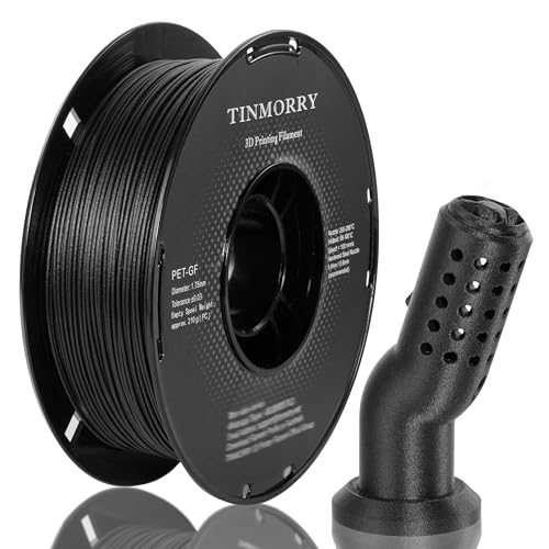Glass Fiber PET Filament 1.75mm, TINMORRY PET-GF 3D Printing Filament with Exceptional Thermal Resistance and Mechanical