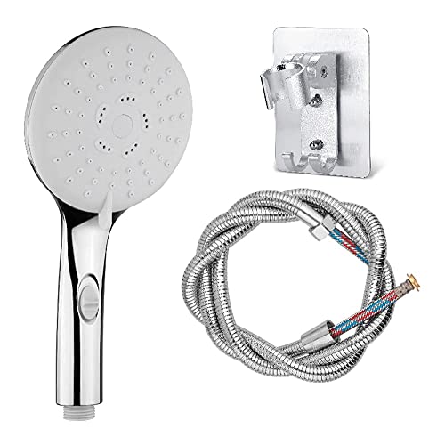 Pommeau de douche à main haute pression avec flexible inox et support - 2