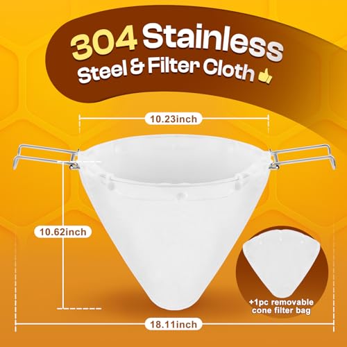 10.62\" Reusable 2 Fryer Oil Filter Bags with Stainless Steel Folding Arm,Detachable Cooking Oil Filters/Maple Syrup Filters Bags with Handle to Attach to Deep Fryers,Maple Syrup Filter Strainer - Thumbnail 3