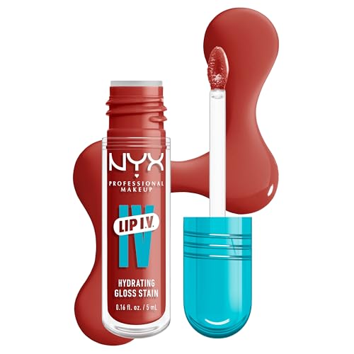 NYX Professional Makeup Feuchtigkeitsspendender Lipgloss und Lip Stain, 2 in 1, Bis zu 12 Stunden Pflege, Lip IV Hydrating Gloss Stain, Langanhaltender Lip Tint, Farbe: Burst That Thang!
