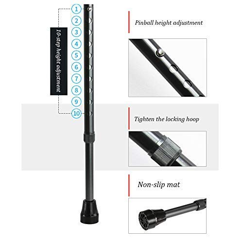 Asistencia de Aluminio Ultraligera, muleta de antebrazo para Adultos, muleta Flexible Ajustable de 10 Filas, con Agarre cómodo, Antideslizante Unisex, uno (uno) () Star of Light