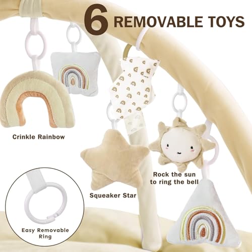 Little Dove 5-in-1 Convertible Baby Play Gym with 6 Toys, Tummy Time Mat for Sensory Development, Baby Activity Center for Newborn & Toddler, Ball Pit, Soft Pet Mat, No Ball Included Cream by Little Dove - Image 4