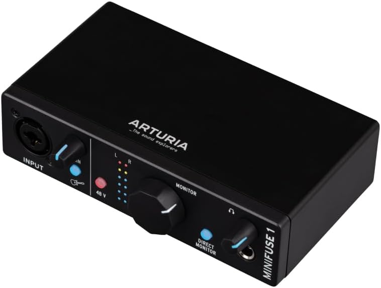 Arturia MiniFuse 1 - Compact USB Audio Interface with Creative Software for Recording, Production, Podcasting, Guitar - Black