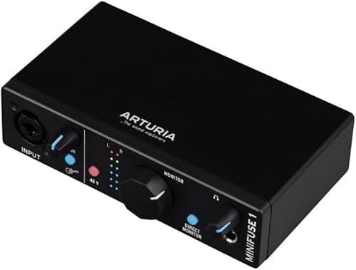 Arturia MiniFuse 1 - Interfaz de audio USB compacta con software creativo para grabación, producción, podcasting, guitarra, color negro