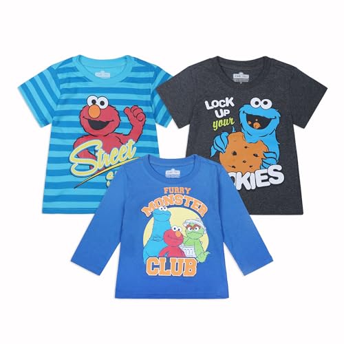 Sesame Street Baby Boys' Elmo and Cookie Monster 3 Pack Tees