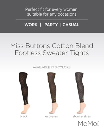 MeMoi Miss Buttons Cotton Blend Footless Sweater Tights2