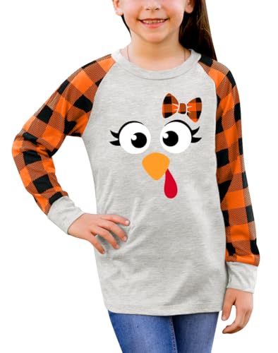 Image of BesserBay Girl's Christmas Buffalo Plaid Raglan Top Funny Holiday Graphic Shirt 4-14 Years